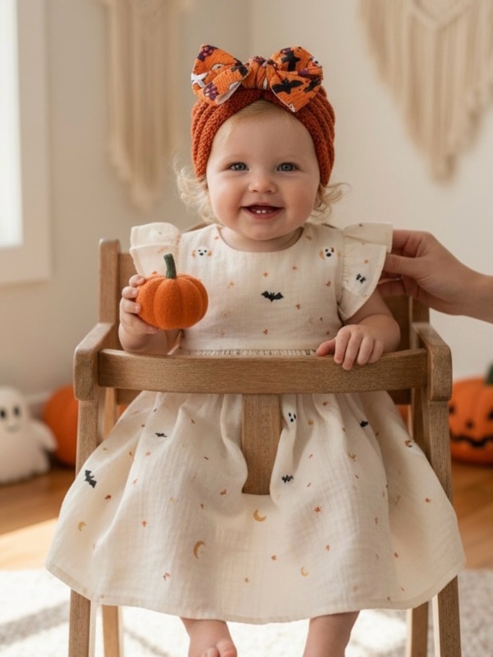 Handmade Halloween Baby Toddler Knit Turban Beanie Bow Hat - Picture 10 of 12